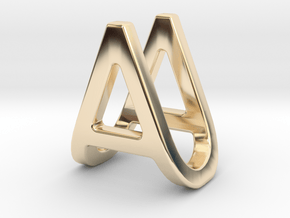 AU UA - Two way letter pendant in 14k Gold Plated Brass