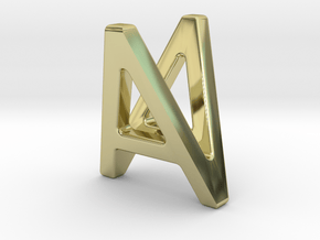 AV VA - Two way letter pendant in 18k Gold Plated Brass
