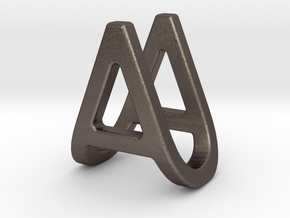 AU UA - Two way letter pendant in Polished Bronzed Silver Steel