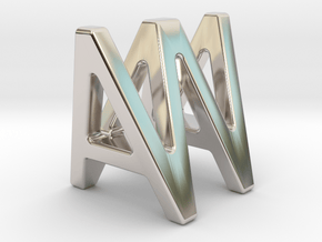 AW WA - Two way letter pendant in Rhodium Plated Brass