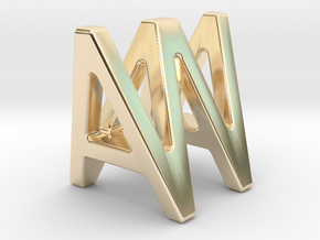 AW WA - Two way letter pendant in 14k Gold Plated Brass