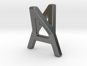 AY YA - Two way letter pendant in Polished Nickel Steel