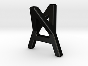 AY YA - Two way letter pendant in Matte Black Steel