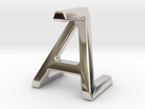 AZ ZA - Two way letter pendant in Rhodium Plated Brass