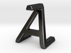 AZ ZA - Two way letter pendant in Polished and Bronzed Black Steel