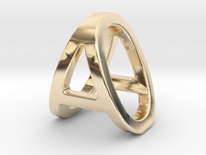AO OA - Two way letter pendant in 14k Gold Plated Brass