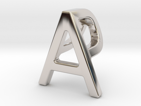 AP PA - Two way letter pendant in Rhodium Plated Brass
