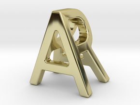 AR RA - Two way letter pendant in 18k Gold Plated Brass
