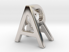 AR RA - Two way letter pendant in Rhodium Plated Brass