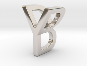 Two way letter pendant - BY YB in Rhodium Plated Brass