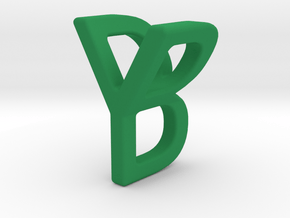 Two way letter pendant - BY YB in Green Processed Versatile Plastic