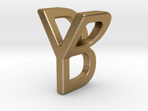 Two way letter pendant - BY YB in Polished Gold Steel