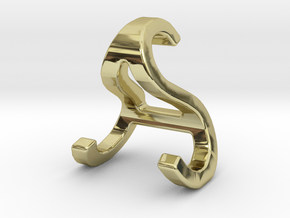 AS SA - Two way letter pendant in 18k Gold Plated Brass