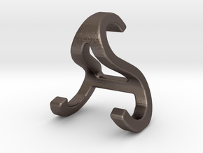 AS SA - Two way letter pendant in Polished Bronzed Silver Steel
