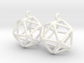 Icosahedron Earring in White Processed Versatile Plastic