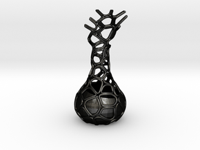 Voronoi Vase in Matte Black Steel