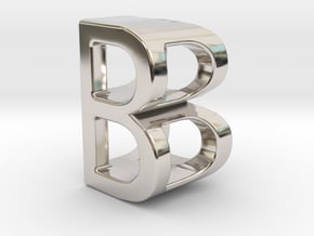 Two way letter pendant - BB B in Rhodium Plated Brass