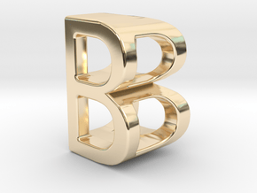 Two way letter pendant - BB B in 14k Gold Plated Brass