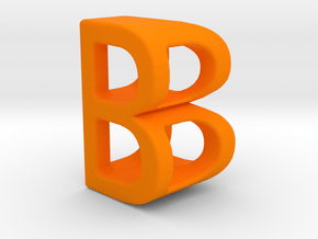 Two way letter pendant - BB B in Orange Processed Versatile Plastic