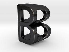 Two way letter pendant - BB B in Polished and Bronzed Black Steel