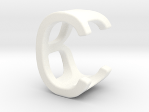 Two way letter pendant - BC CB in White Processed Versatile Plastic