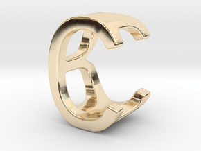 Two way letter pendant - BC CB in 14k Gold Plated Brass