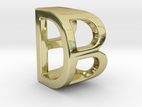 Two way letter pendant - BD DB in 18k Gold Plated Brass