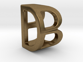 Two way letter pendant - BD DB in Natural Bronze