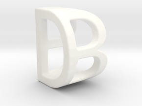 Two way letter pendant - BD DB in White Processed Versatile Plastic