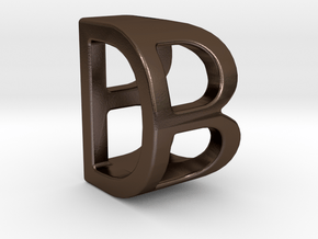 Two way letter pendant - BD DB in Polished Bronze Steel