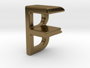 Two way letter pendant - BF FB in Polished Bronze