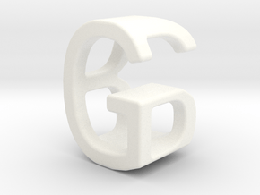 Two way letter pendant - BG GB in White Processed Versatile Plastic