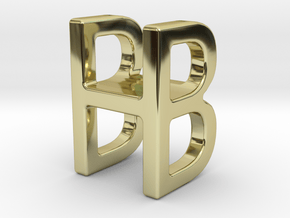 Two way letter pendant - BH HB in 18k Gold Plated Brass