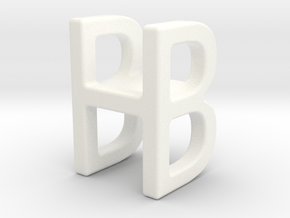 Two way letter pendant - BH HB in White Processed Versatile Plastic