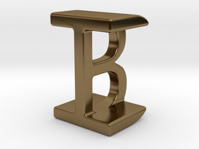 Two way letter pendant - BI IB in Polished Bronze