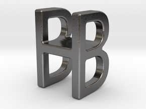 Two way letter pendant - BH HB in Polished Nickel Steel
