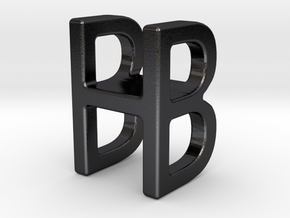 Two way letter pendant - BH HB in Polished and Bronzed Black Steel