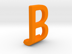 Two way letter pendant - BJ JB in Orange Processed Versatile Plastic