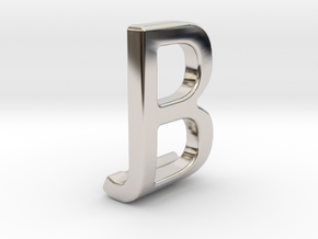 Two way letter pendant - BJ JB in Rhodium Plated Brass