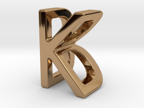 Two way letter pendant - BK KB in Polished Brass