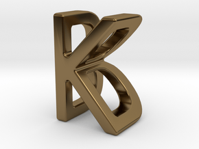 Two way letter pendant - BK KB in Polished Bronze