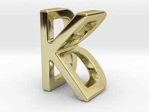 Two way letter pendant - BK KB in 18k Gold Plated Brass
