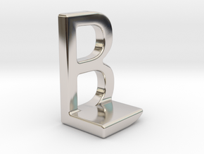 Two way letter pendant - BL LB in Rhodium Plated Brass