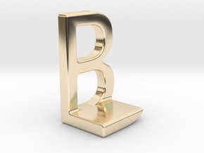 Two way letter pendant - BL LB in 14k Gold Plated Brass