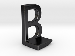 Two way letter pendant - BL LB in Polished and Bronzed Black Steel
