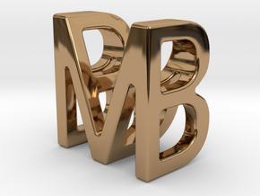 Two way letter pendant - BM MB in Polished Brass