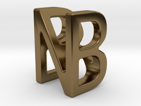 Two way letter pendant - BN NB in Polished Bronze