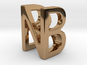 Two way letter pendant - BN NB in Polished Brass