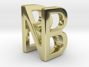 Two way letter pendant - BN NB in 18k Gold Plated Brass