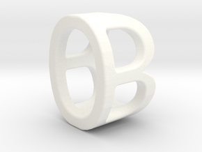 Two way letter pendant - BO OB in White Processed Versatile Plastic
